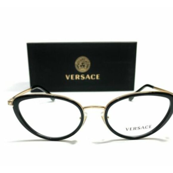 New VERSACE Eyeglasses MOD. 3335 GB1 54-14 140 BLACK & Gold  Versace Women\'s Black and Gold Eyeglasses!